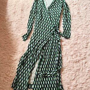 Diane Von Furstenburg Pop Art Geometric Eclectic Retro Statement Midi Wrap Dress